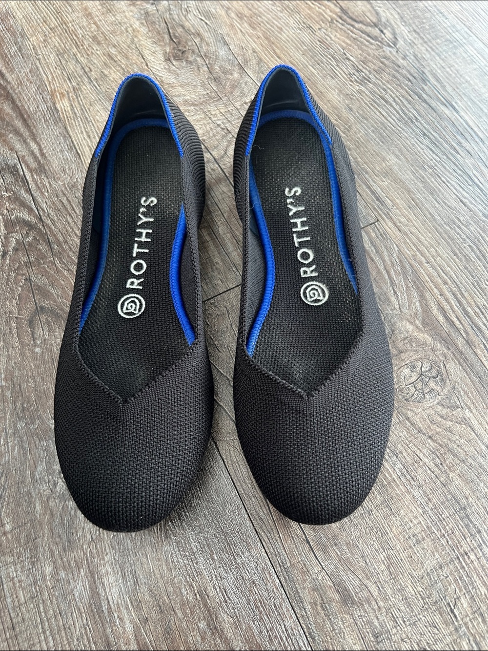 Rothy's Black Flats with Blue Trim - Slip-On Women's Loafers